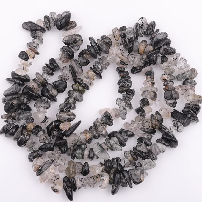 200 Pcs Black Rutilated Quartz Chip Beads - Image 8