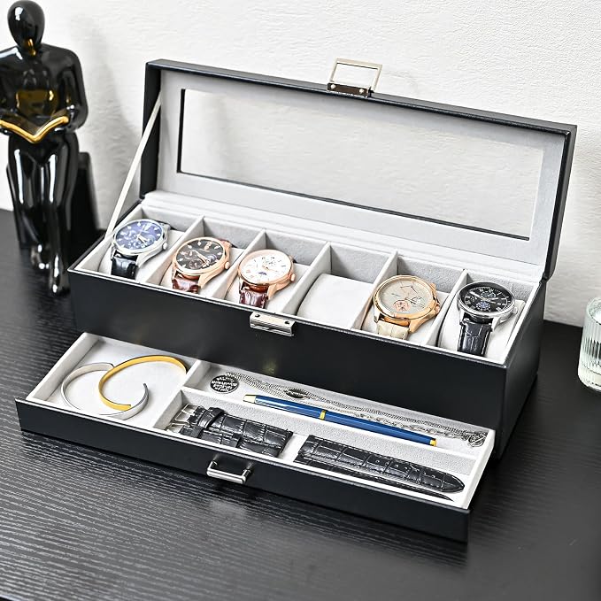 ProCase Watch Box, 6 Slot Watches Display Case - Image 8