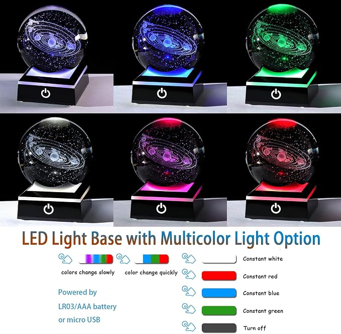 3.15" K9 Crystal 3D Solar System Ball - Image 2