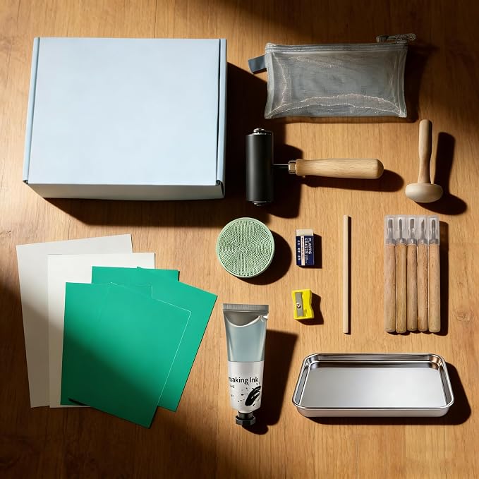 Linocut Kit for Printmaking, Stamp Making Kit, Linoleum Blocks Carving Tools - Image 6