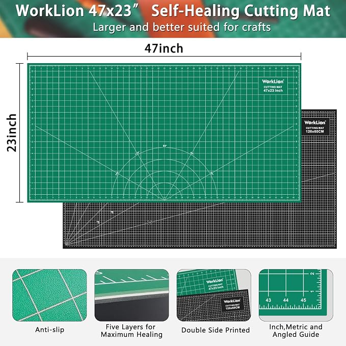 WorkLion Large self healing cutting mat: 47''x23'' Double-Sided Craft Cutting - Image 2