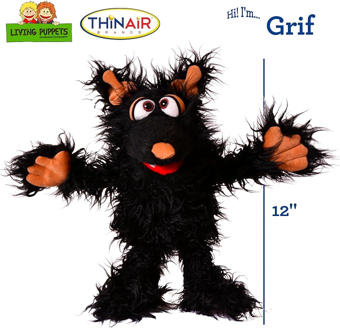 Living Puppets 12-Inch Plush Black Dog Hand Puppet - Image 2
