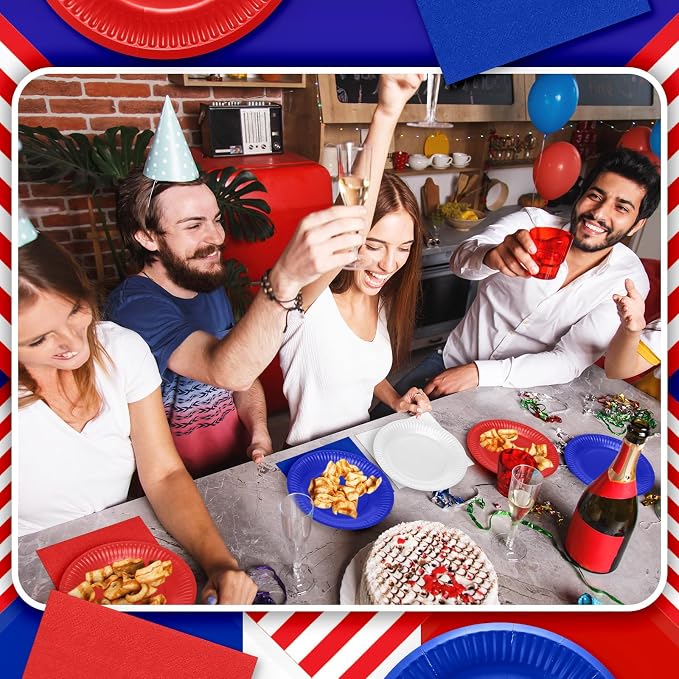 Zhehao 120 Pcs Disposable Paper Plates and Napkins Bulk Birthday Party - Image 4