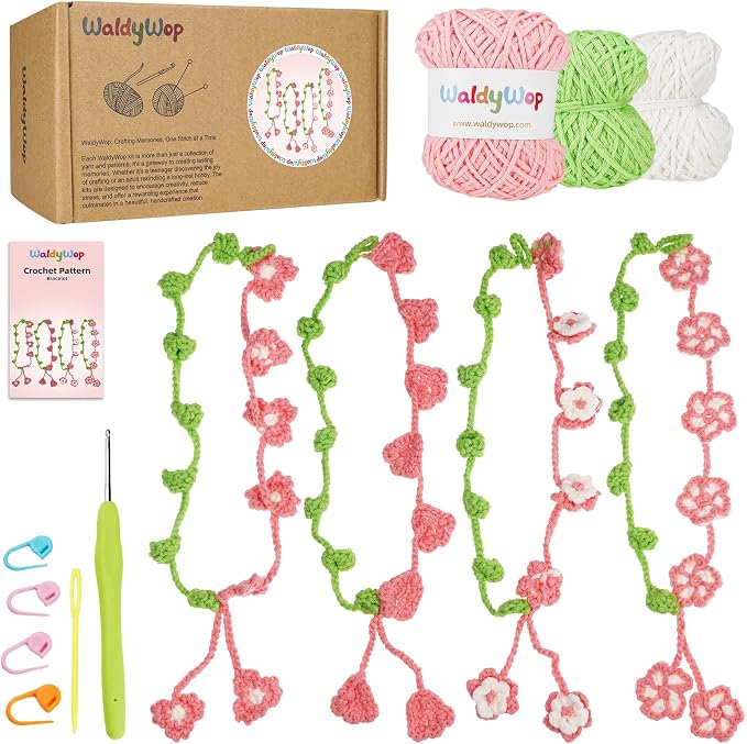 WaldyWop Crochet Kit for Beginners: 4 Flower Bracelets Starter Kit w/Videos | by WaldyWop