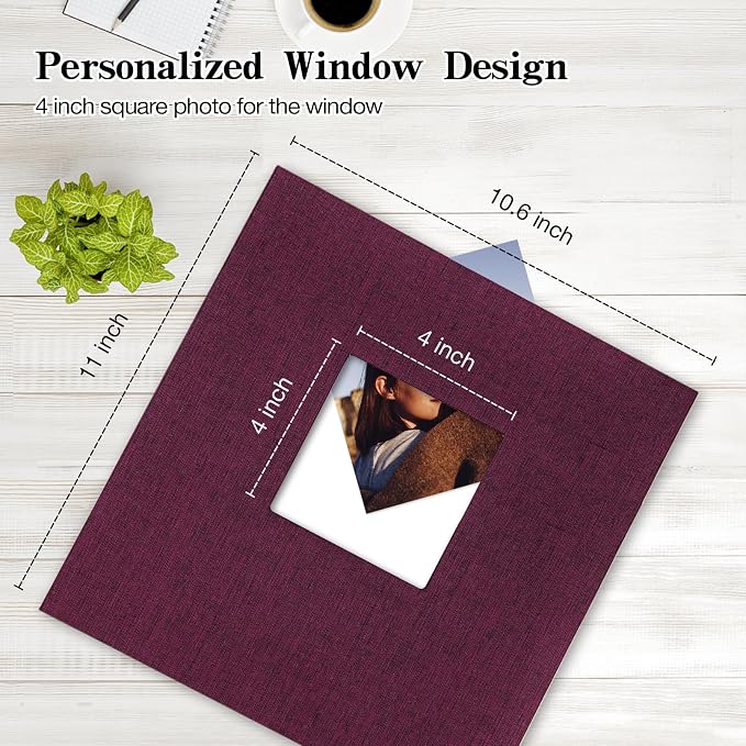potricher Large Photo Album Self Adhesive 3x5 4x6 5x7 8x10 Pictures Linen Cover - Image 2