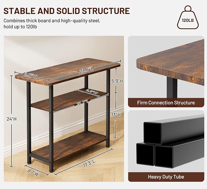 SLEEPING LAMB Side Table for Living Room, 3-Tier End Table for Small Space - Image 3