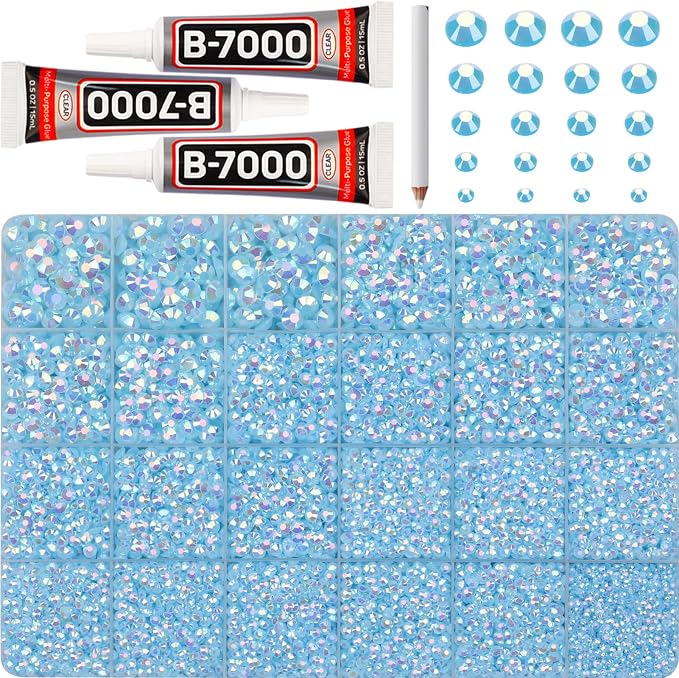 32000Pcs Pastel Blue Rhinestones by Worthofbest