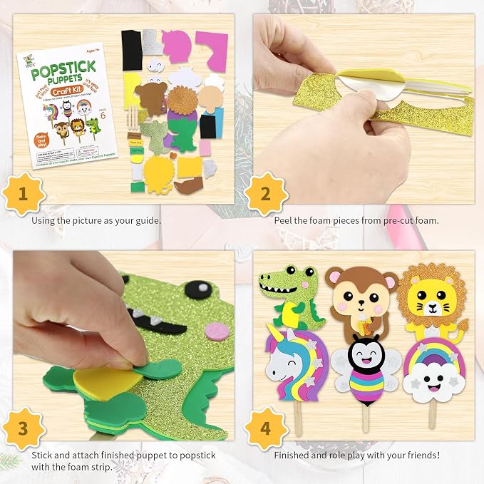 VKPI Make 6 Popstick Puppets Craft Kits - Image 2