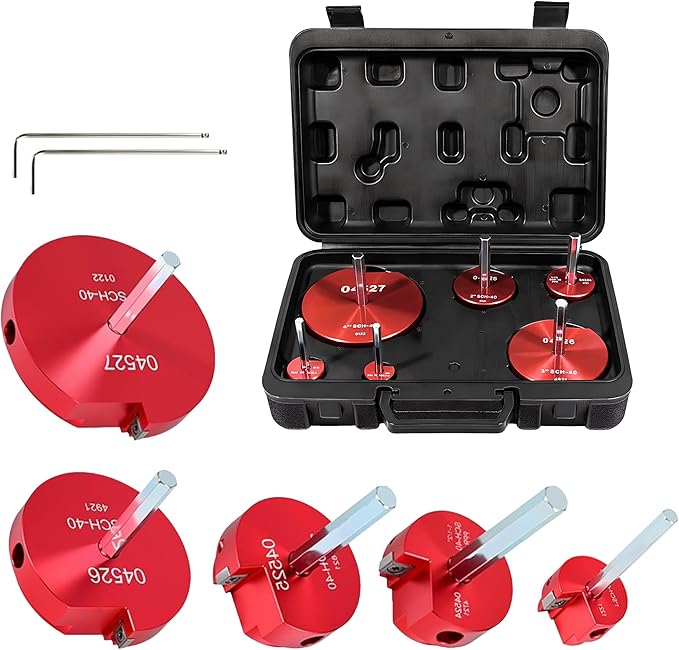PVC Pipe Reamer Kit, 6PCS Inside Pipe Reamer Tool, ABS CPVC PVC Fitting Saver for Standard 1/2" Drills, Aluminum Drain Water Plumbing Tools for SCH40 (3/4'', 1'', 1-1/2'', 2'', 3'', 4'')