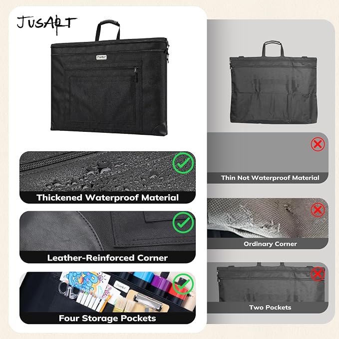 JusArt Art Portfolio Bag, 18x24 Foldable Light Weight Portfolio Folder Case - Image 7