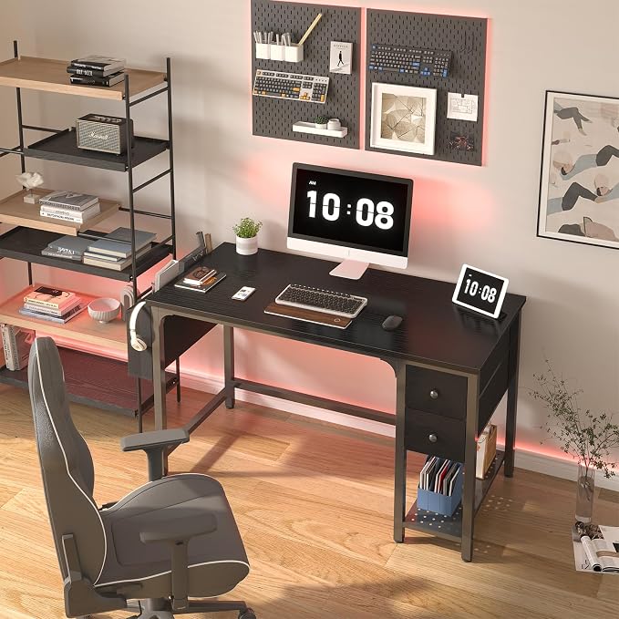 Lufeiya Gaming Desk with Fabric Drawers, 47 Inch Computer Desk - Image 2