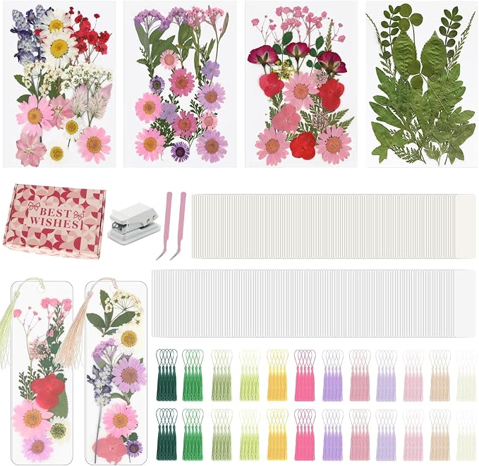 440 Pcs Pressed Flower Bookmark Kit, Handmade Craft by Unknown