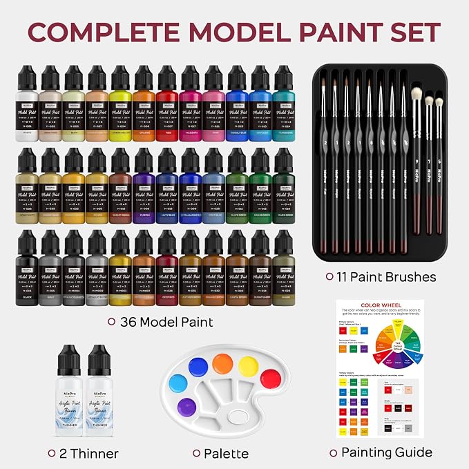 Nicpro All-In-One Miniature Painting Kit, Starter Paint Set - Image 5