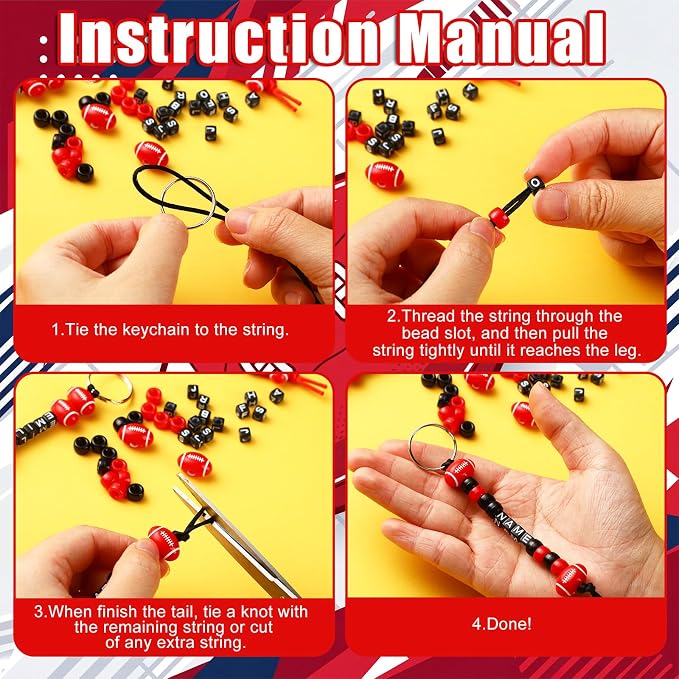 Landical 564 Pcs Football Keychain Making Kit DIY Football Bead Key Chain Craft - Image 3