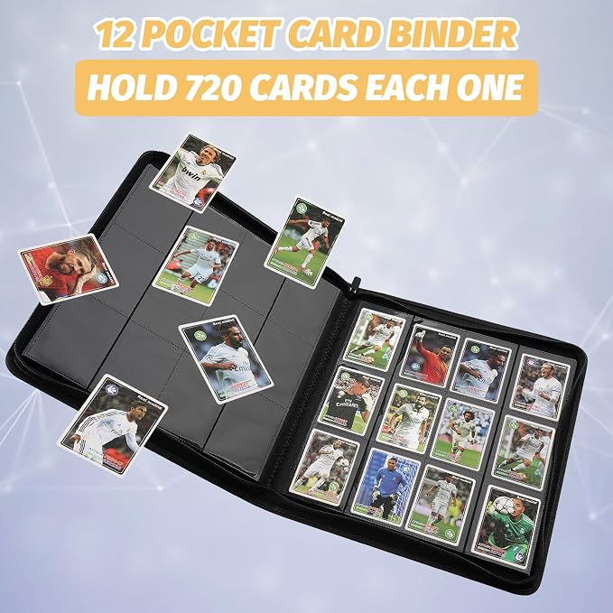 12 Pocket Ringless Side Loading Trading Card Binder, 720 Cards PU Fixed Page - Image 5