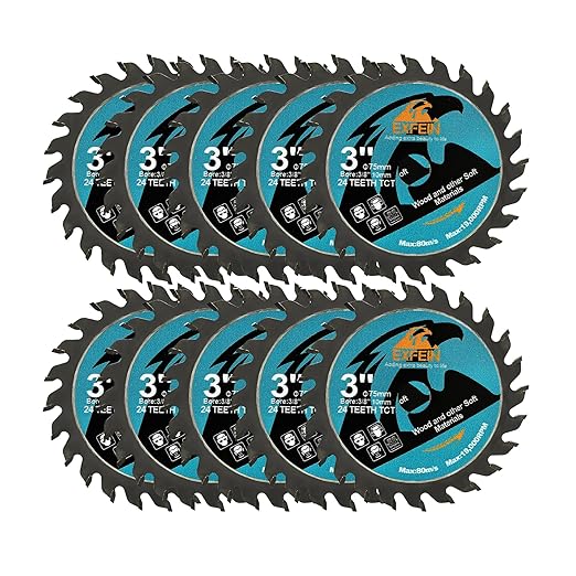 Wood Cutting Disc 3 Inch 10pcs - 24T TCT Carbide Tipped Teeth Compact Circular Saw Blade with 10mm Arbor, General Purpose for Cuttting in Wood Plastic and Composite Materials