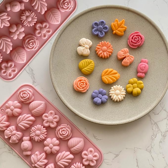 Flower Candy Molds Silicone 2PCS Daisy Flower Chocolate Molds Tulip Flower Mold - Image 3