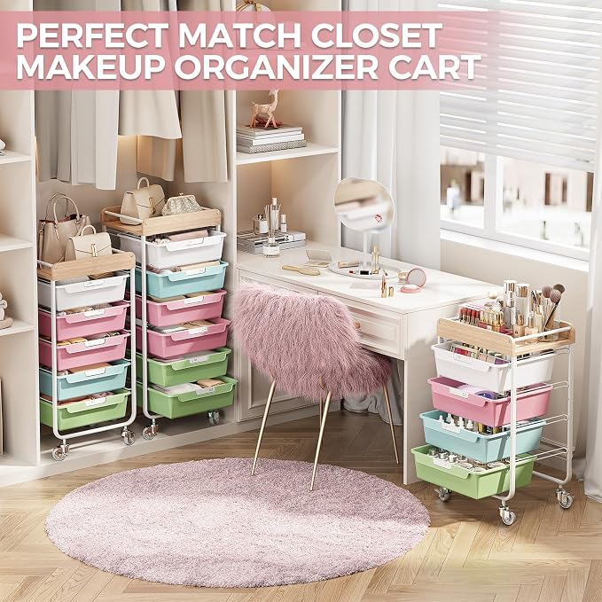 6 Drawer Rolling Cart for Craft Storage, Utility Drawer Organizer - Image 9
