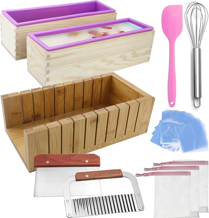 Silicone soap molds -Soap Cutting Tool Set Wooden Bamboo by MDPQT