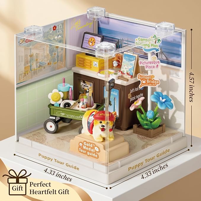 Puppy Tour Guide Miniature House Kit, Durable Plastic DIY Dollhouse - Image 6