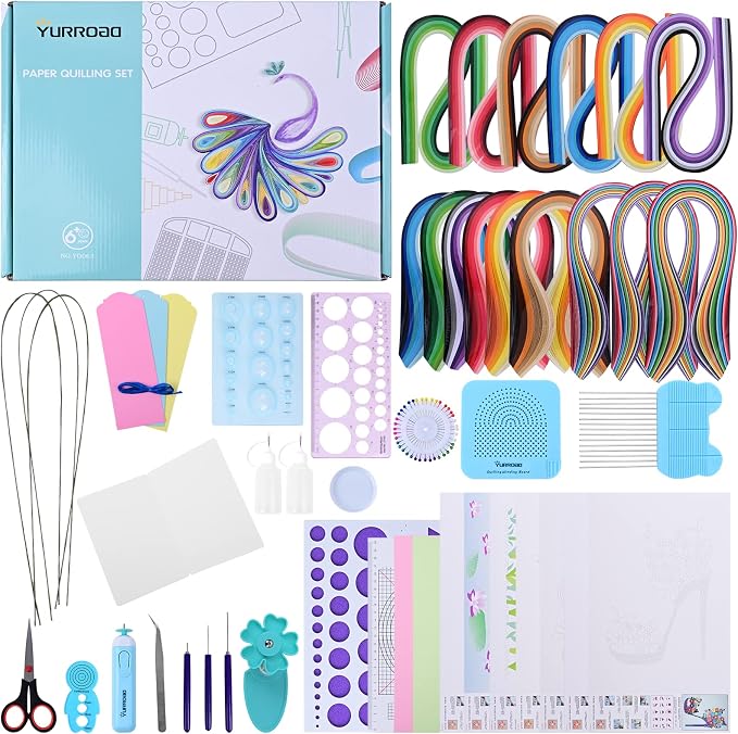 Paper Quilling Kit for Beginners & Adults, 1860 Paper Strips in 3 Sizes by YURROAD