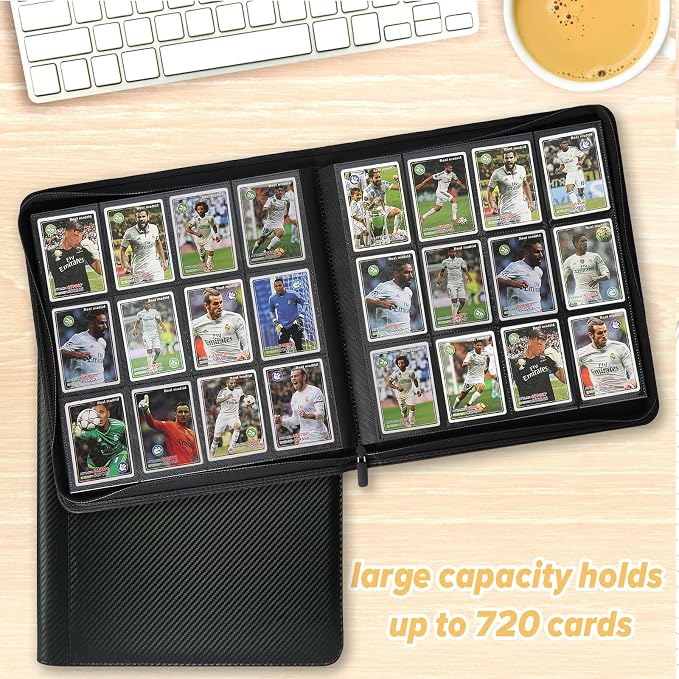 12 Pocket Ringless Side Loading Trading Card Binder, 720 Cards PU Fixed Page - Image 8