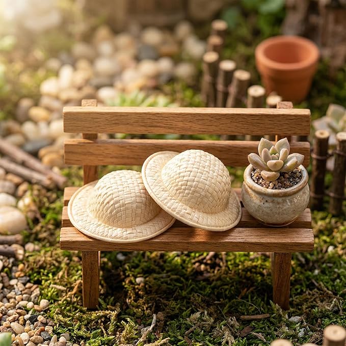 15pcs 2" Miniature Straw Hats, Woven Doll Caps - Image 6
