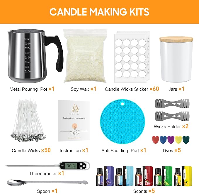 Ohcans Candle Making Kit Supplies, Soy Wax DIY Candle Making - Image 2
