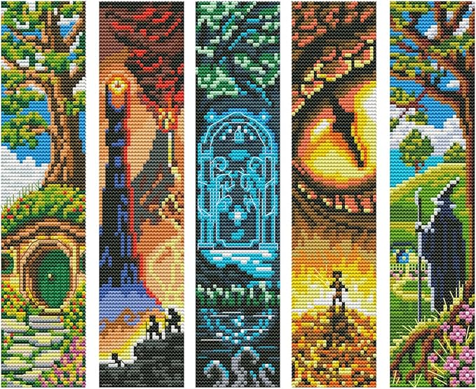 ZuoAnLF 5 PCS Cross Stitch Bookmark Kits, DIY Bookmarks Cross Stitch Kits by ZuoAnLF