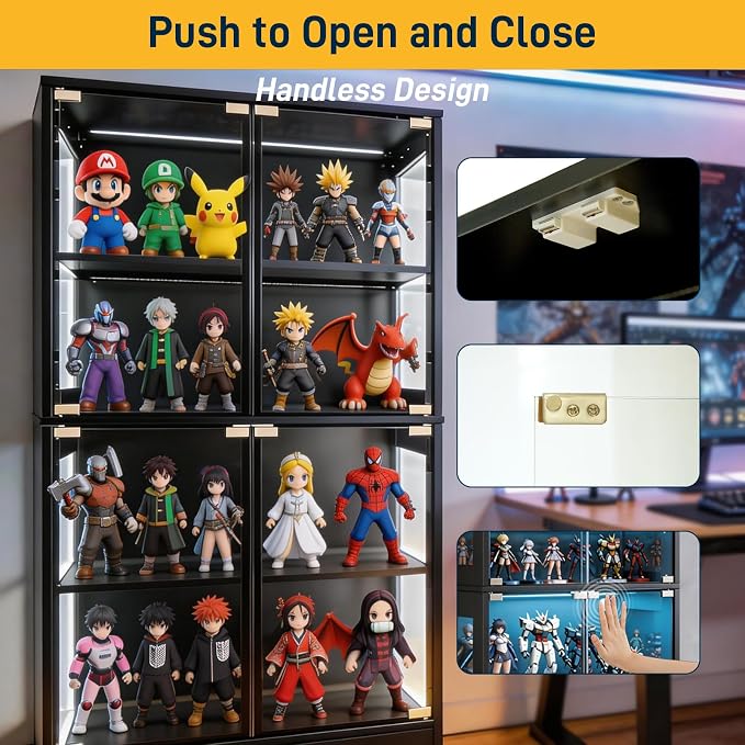Glass Display Cabinet with Doors, 4-Tier Display Shelf - Image 5