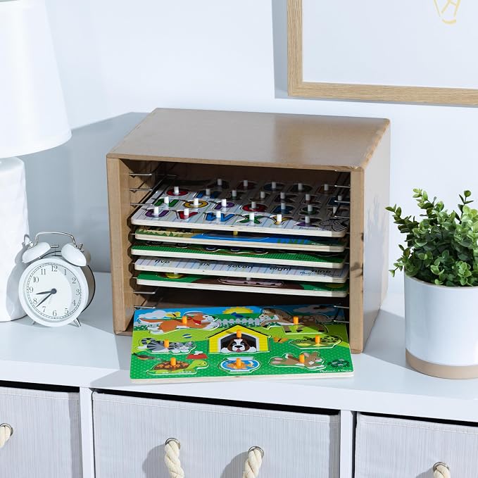 Melissa & Doug Natural Wood Puzzle Storage Case - Image 9