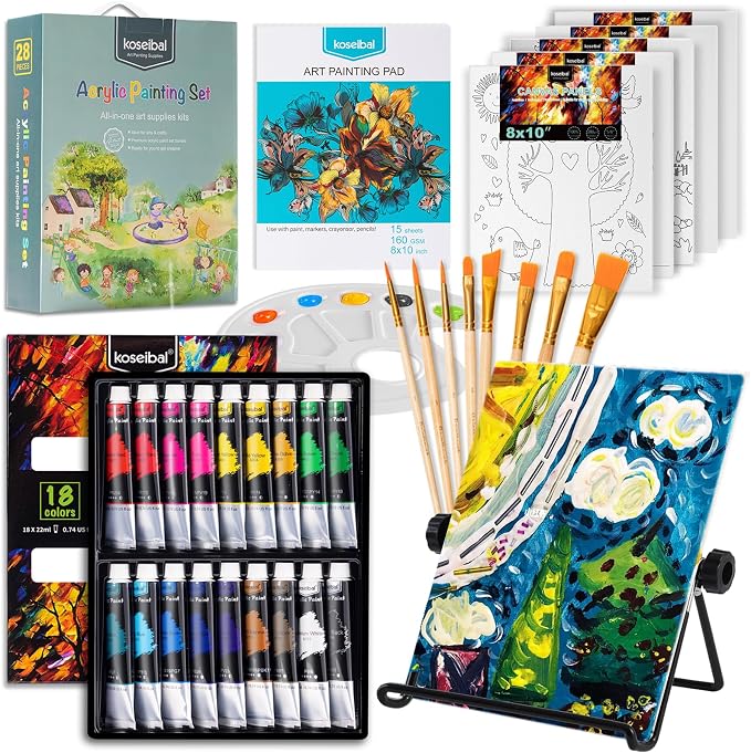 koseibal Acrylic Paint Set for Kids, Art Painting Supplies Kit by koseibal