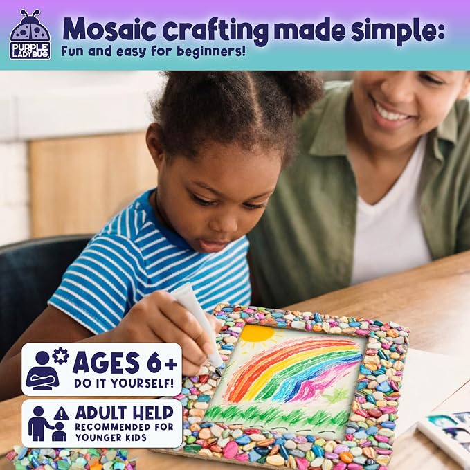 PURPLE LADYBUG DIY Mosaic Photo Frame Crafts - Image 4