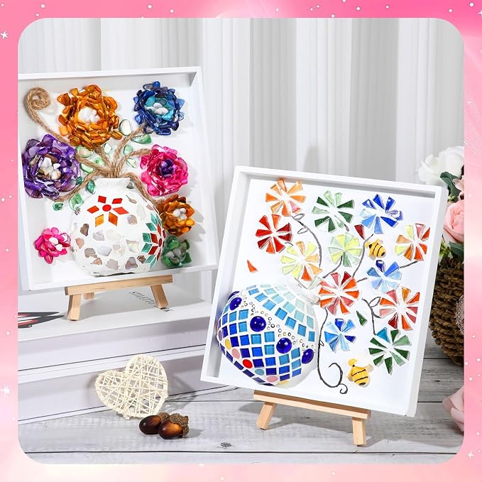 Fuyoooo 2 Sets DIY Vase Mosaic Painting Kit DIY Mosaic Arts and Craft Kits - Image 4