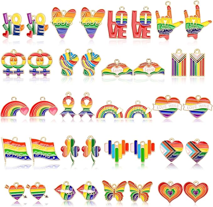 MARFOREVER 40Pcs/20 Pairs Pride Charms, Rainbow Charms by MARFOREVER