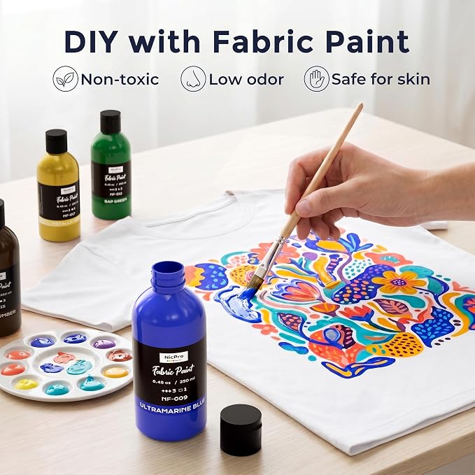 Nicpro Yellow Fabric Paint, 8.45 oz Fabric Paint - Image 3