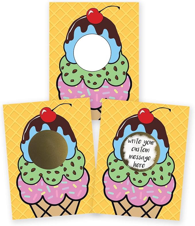 My Scratch Offs 20 Pack Ice Cream Cone Note Cards & Stickers Make Your Own DIY by MyScratchOffs
