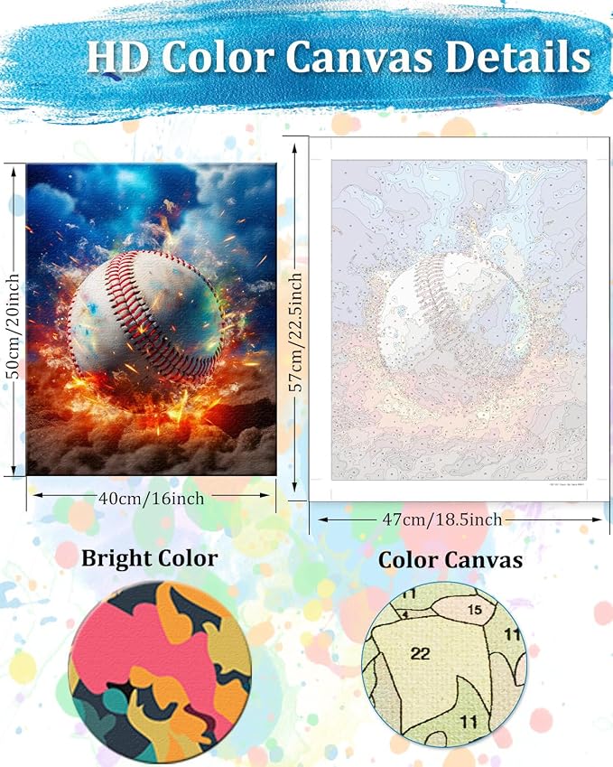 TOCARE Baseball Paint by Numbers Kit - Image 2