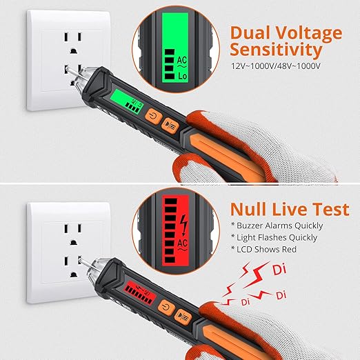 Proster Non Contact Voltage Tester Pen - with Electric Outlet Tester Socket Tester Kit with LED Flashlight