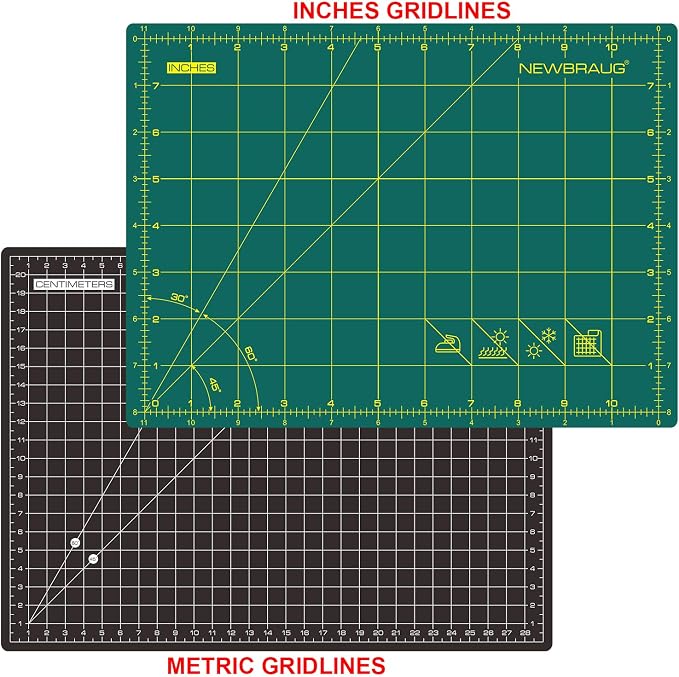 NEWBRAUG 9'' × 12'' Professional Self Healing Cutting Double Sided 5-Ply Mat - Image 2