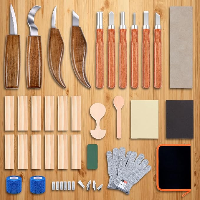 Ninonly 42pcs Wood Carving Tools Kit, Wood Whittling Knife Set - Image 7