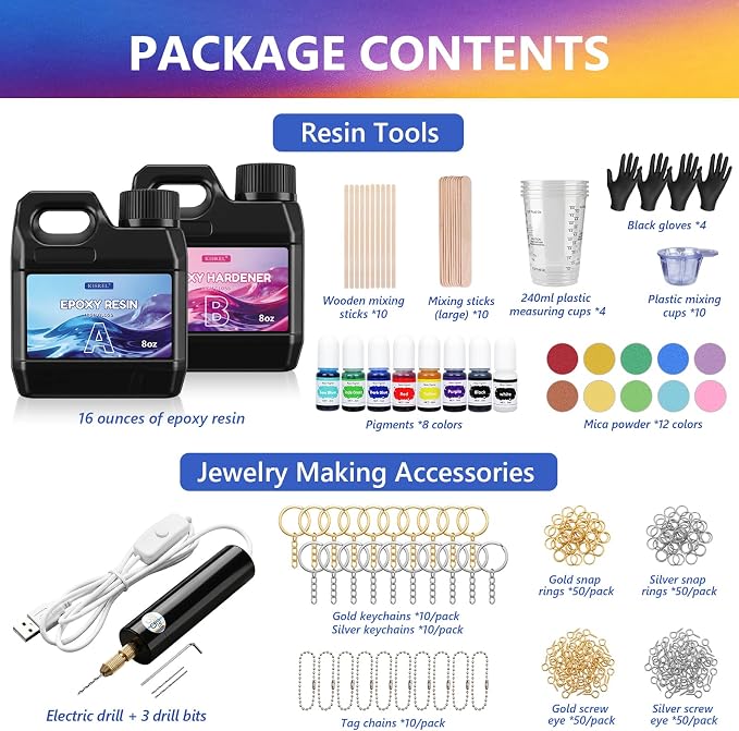 KISREL Epoxy Resin Kit and Electric Drill Set - 16OZ Epoxy - Image 2