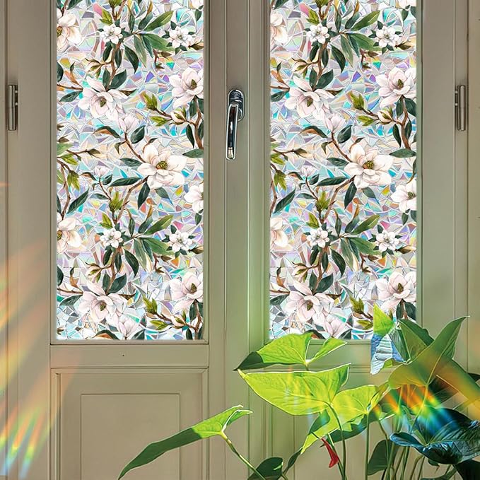 Floral Stained Glass Window Privacy Film, Retro Decorative Rainbow Window - Image 3