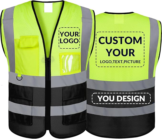 BeautyWill Custom Safety Vest Logo Class 2 High Visibility Reflevtive Vest Outdoor Protective Workwear