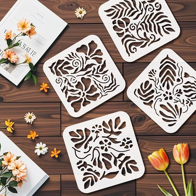 9pcs Minimalist Leaf Stencil for Painting Artistic Flower Painting Crafts - Image 4