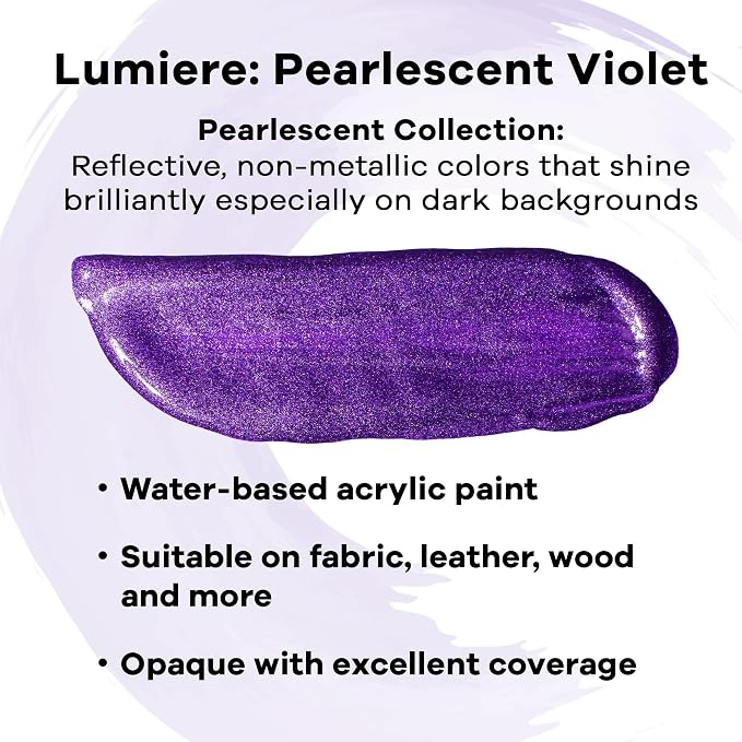 Jacquard Lumiere 8oz Fabric Paint Pearlescent Violet - Image 2