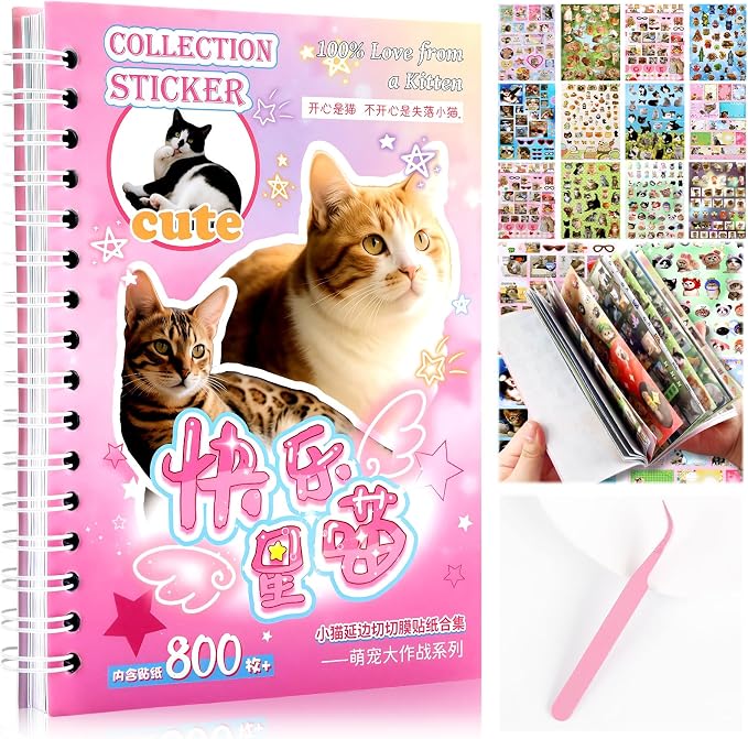 Tmtains 30 Sheets Cat Sticker Book by Tmtains
