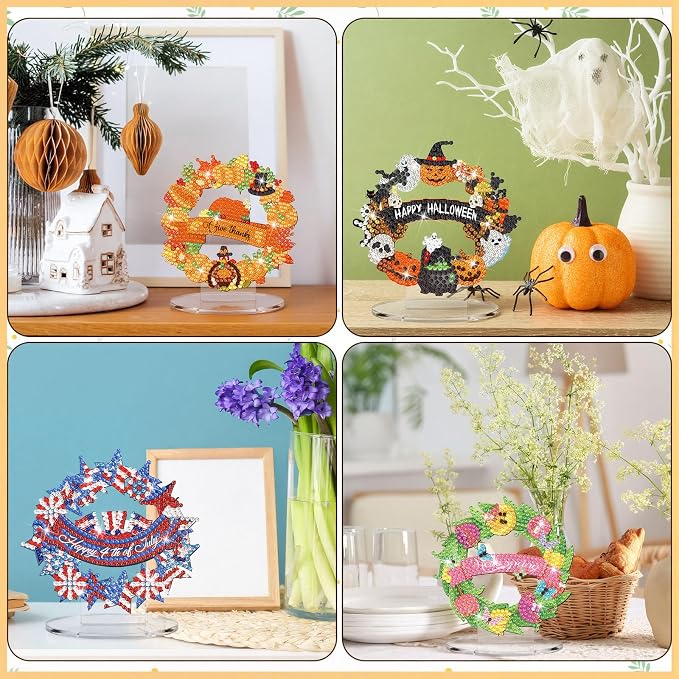YooNotee 12 Sets Interchangeable Seasonal Diamond Art Tabletop Decorations - Image 6