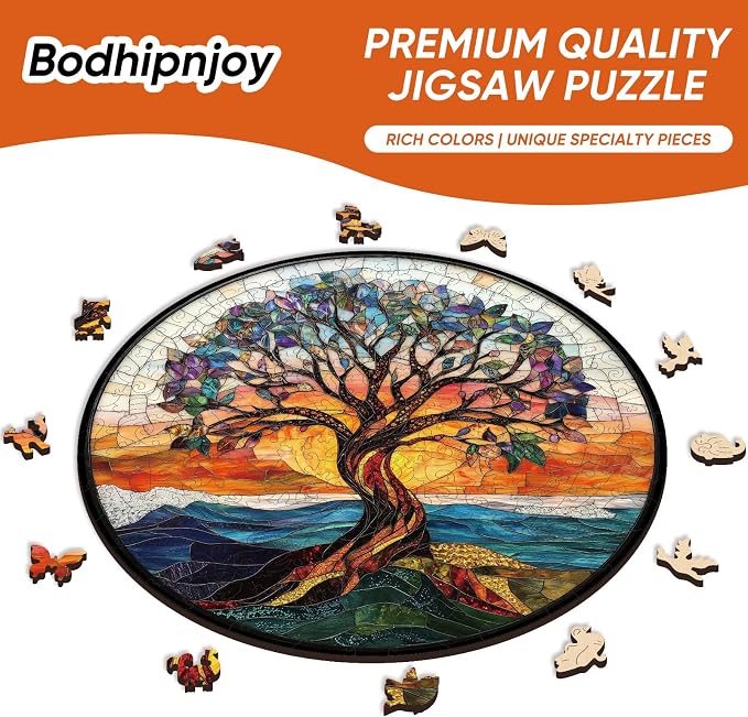 Bodhipnjoy Tree of Life Wooden Puzzles, Stained Glass Tree Jigsaw Puzzles 200 - Image 4
