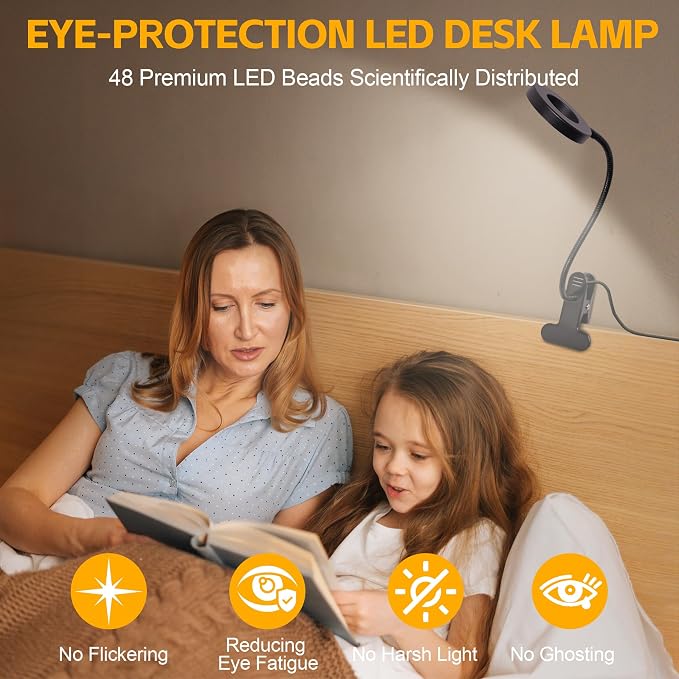 Foneso Desk Lamp Clip on Light, 48 LED USB Lamp - Image 2